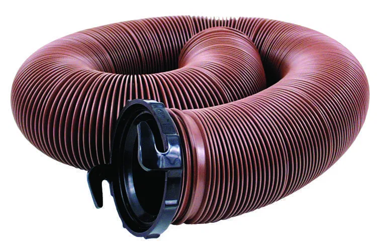 D04-0082 – VALTERRA LLC Sewer Hose, 10 Foot Extended Length Standard Duty 3 Inch Diameter 12 Mil Vinyl Bronze With T1...